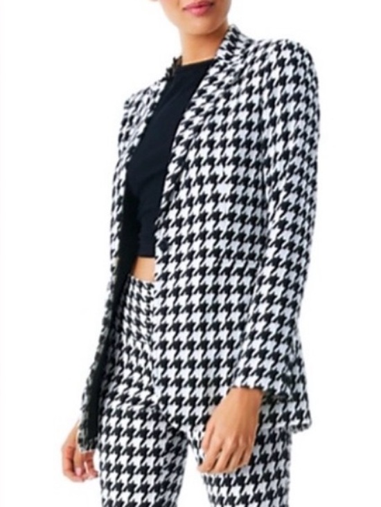 Alice + Olivia Jackets & Blazers - Alice + Olivia Breann Long Fitted Houndstooth Single Button Classic Blazer 10